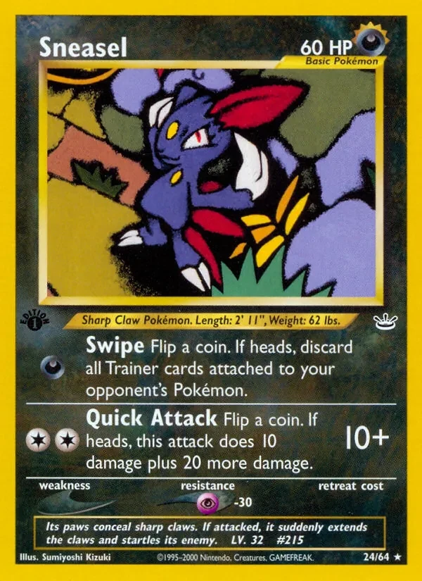 Sneasel 24/64 Neo Revelation Pokémon card