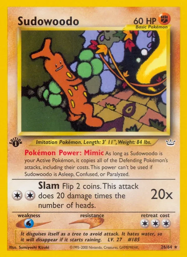 Sudowoodo 26/64 Neo Revelation Pokémon card