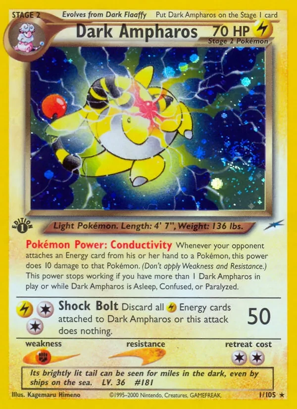 Dark Ampharos 1/105 Neo Destiny Pokémon card
