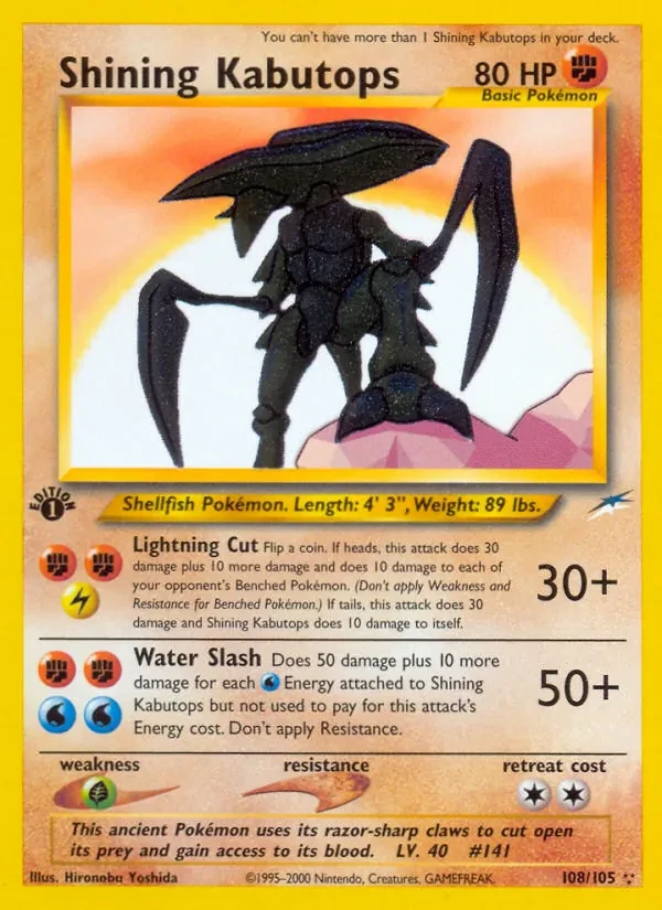Shining Kabutops 108/105 Neo Destiny Pokémon card