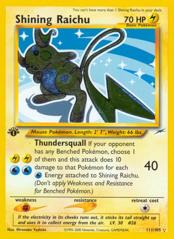 Shining Raichu 111/105 Neo Destiny Pokémon card