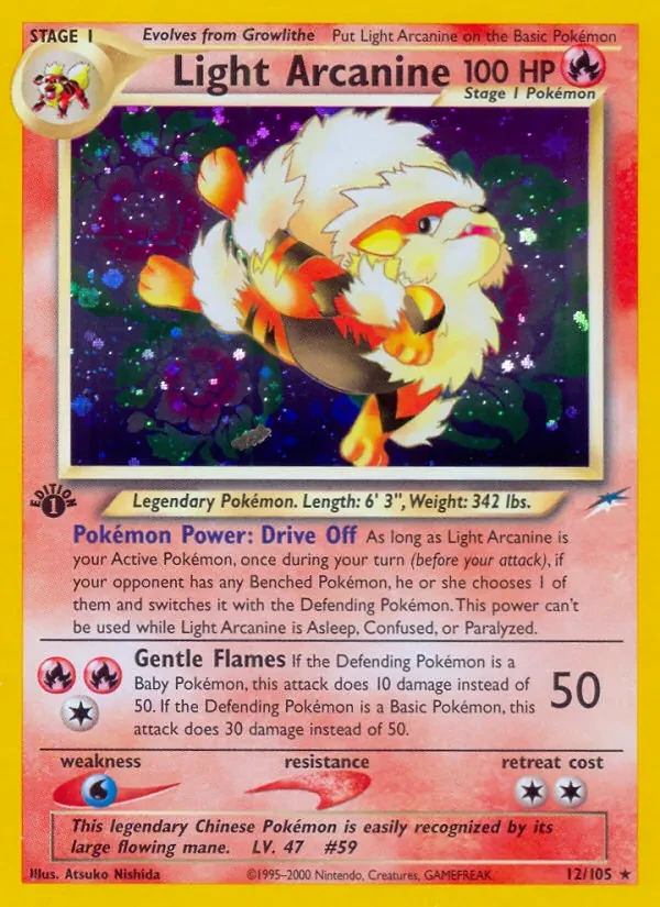 Light Arcanine 12/105 Neo Destiny Pokémon card