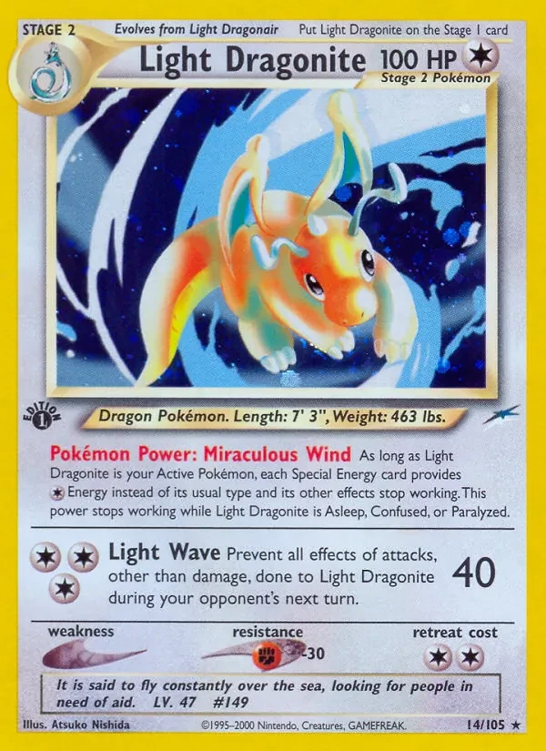 Light Dragonite 14/105 Neo Destiny Pokémon card
