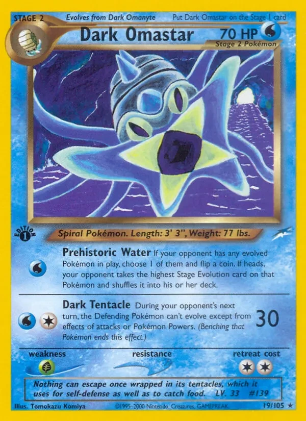 Dark Omastar 19/105 Neo Destiny Pokémon card