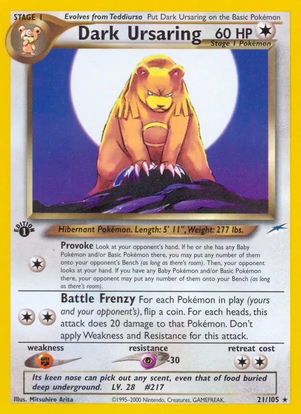 Dark Ursaring 21/105 Neo Destiny Pokémon card