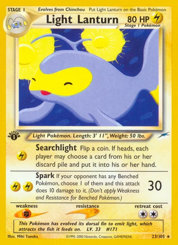 Light Lanturn 23/105 Neo Destiny Pokémon card