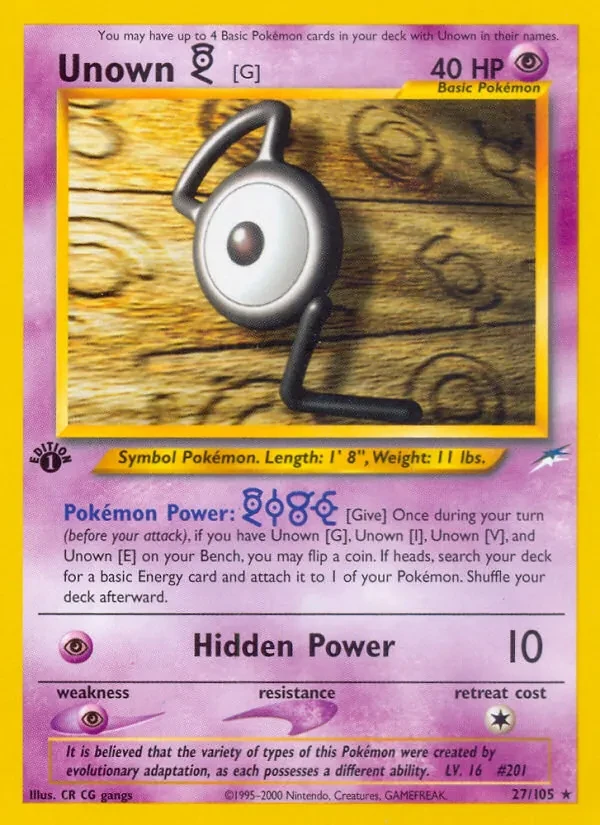 Unown [G] 27/105 Neo Destiny Pokémon Karte