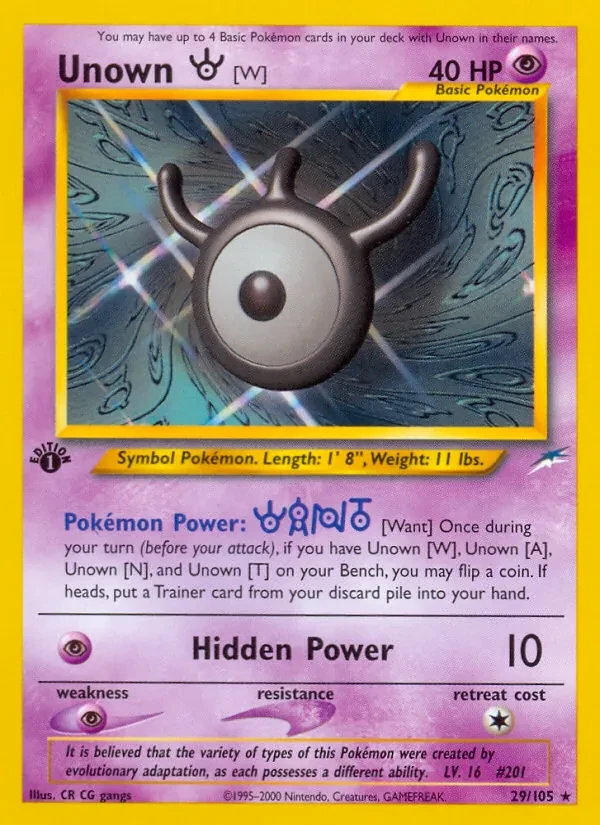 Unown [W] 29/105 Neo Destiny Pokémon Karte
