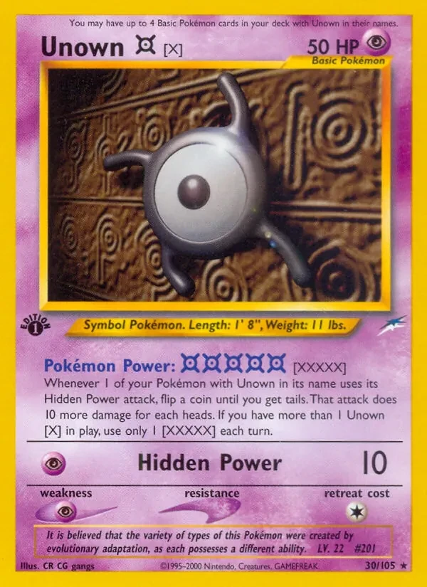 Carta Pokémon Unown [X] 30/105 Neo Destiny
