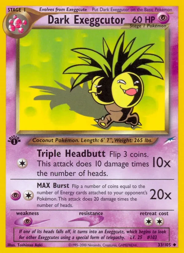 Dark Exeggutor 33/105 Neo Destiny Pokémon card