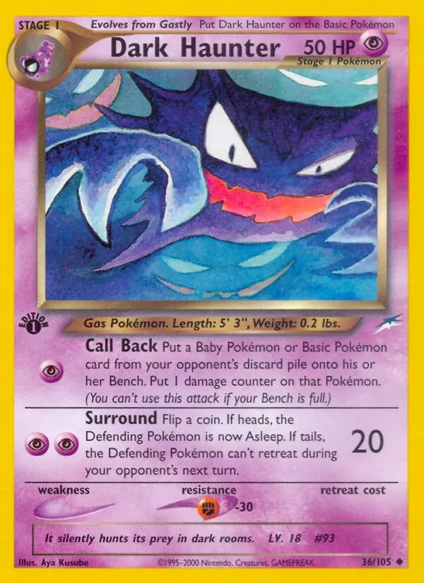 Dark Haunter 36/105 Neo Destiny Pokémon card