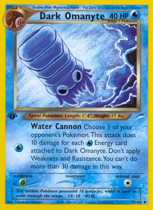 Dark Omanyte 37/105 Neo Destiny Pokémon card