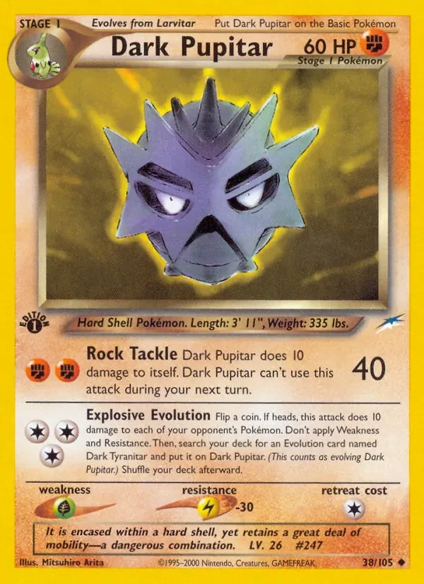 Dark Pupitar 38/105 Neo Destiny Pokémon card