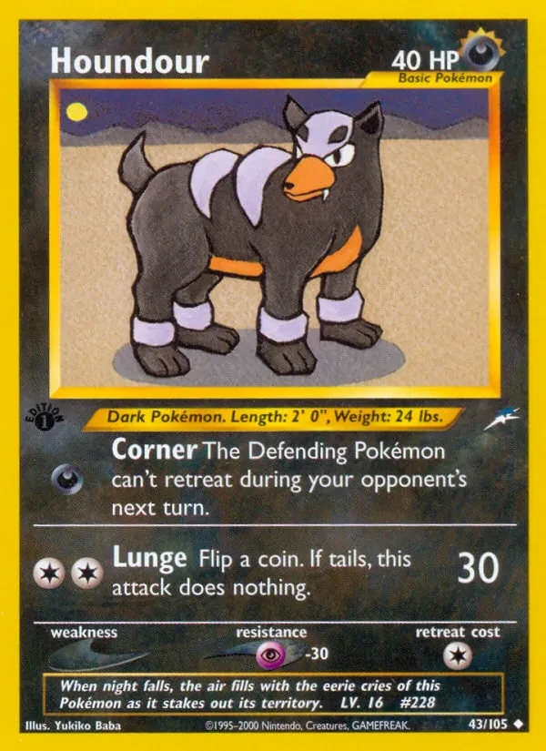 Houndour 43/105 Neo Destiny Pokémon card