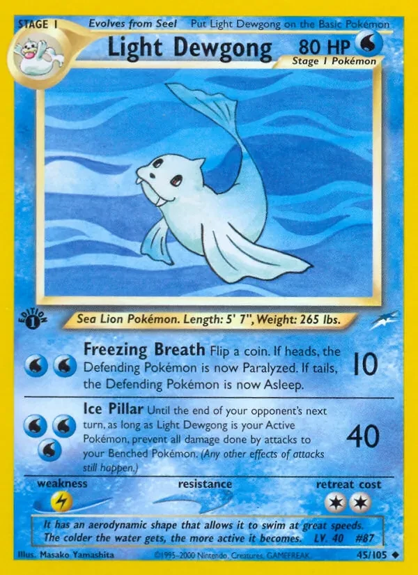 Light Dewgong 45/105 Neo Destiny Pokémon card
