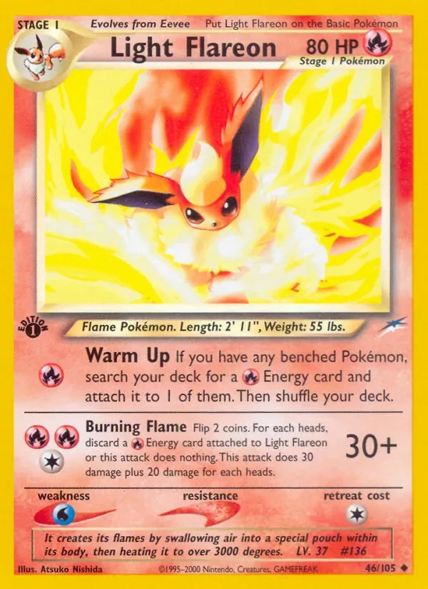 Light Flareon 46/105 Neo Destiny Pokémon card