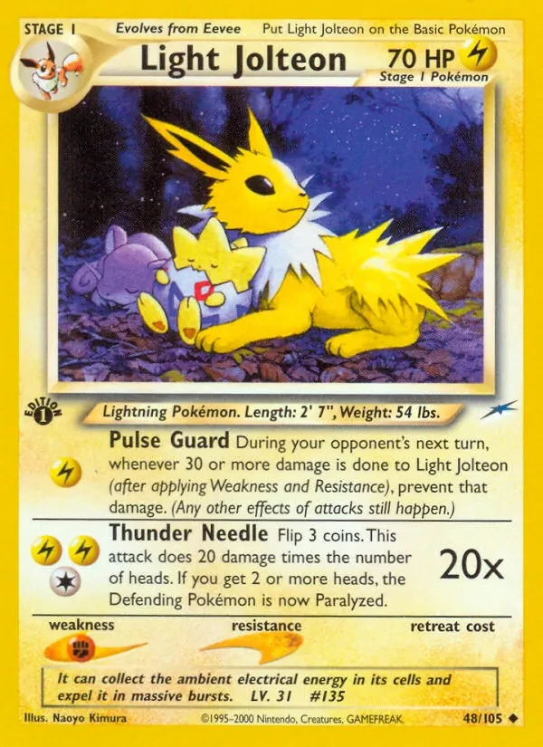 Light Jolteon 48/105 Neo Destiny Pokémon card