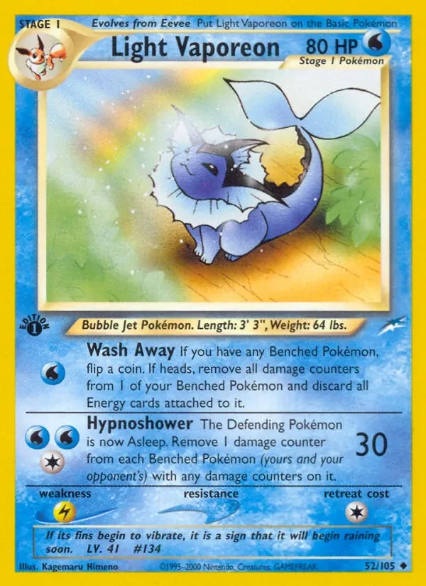 Carte Pokémon Light Vaporeon 52/105 Neo Destiny