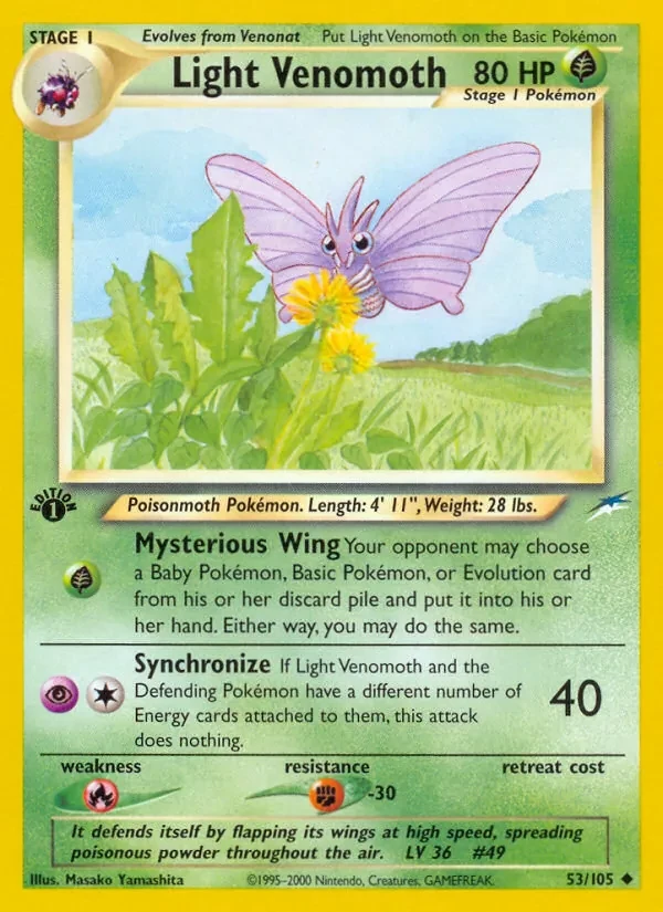 Light Venomoth 53/105 Neo Destiny Pokémon card