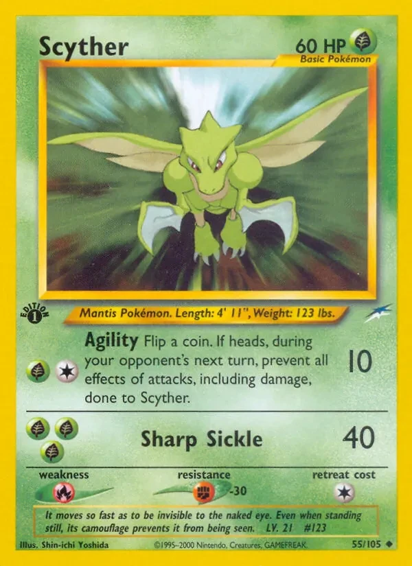Scyther 55/105 Neo Destiny Pokémon card