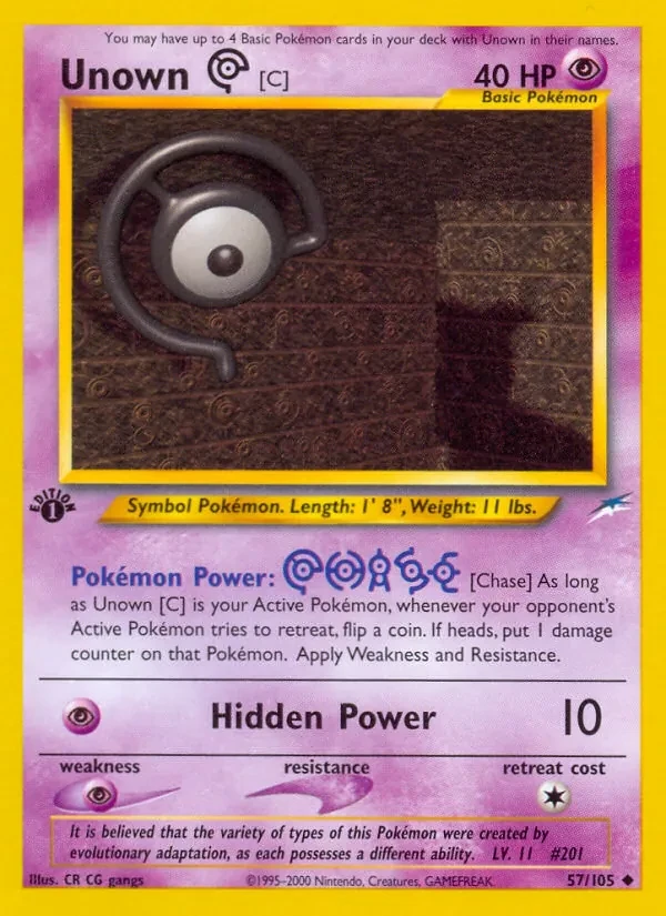 Unown [C] 57/105 Neo Destiny Pokémon card