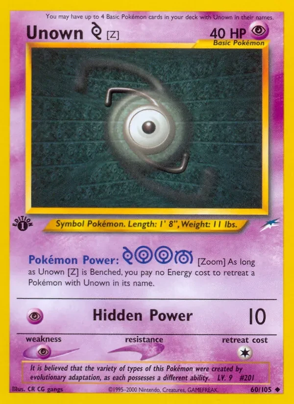 Unown [Z] 60/105 Neo Destiny Pokémon card