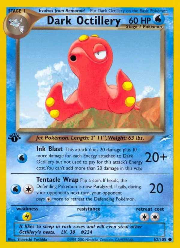 Dark Octillery 62/105 Neo Destiny Pokémon card