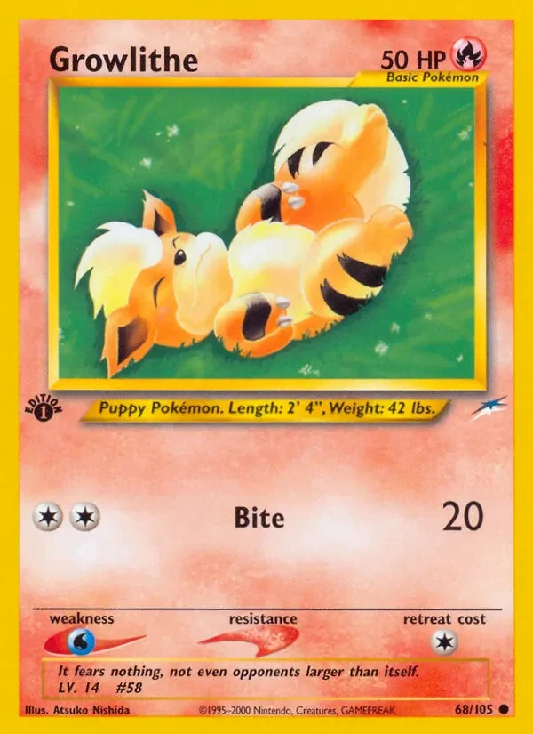 Growlithe 68/105 Neo Destiny Pokémon card
