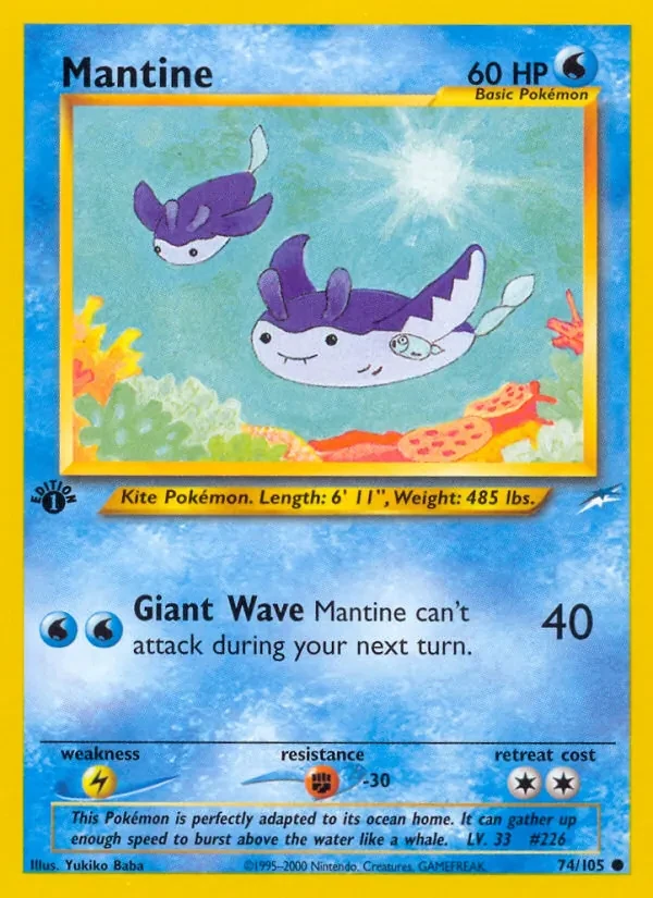 Mantine 74/105 Neo Destiny Pokémon card