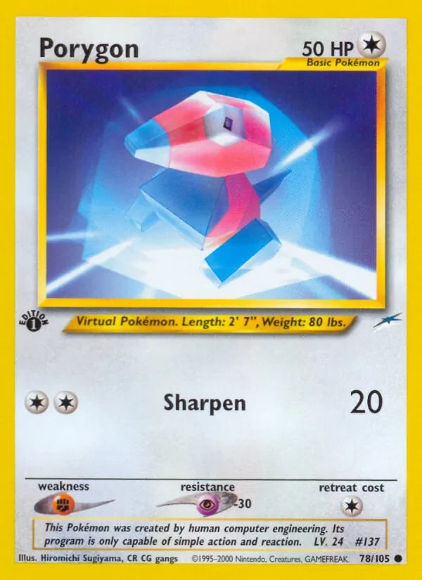 Porygon 78/105 Neo Destiny Pokémon card