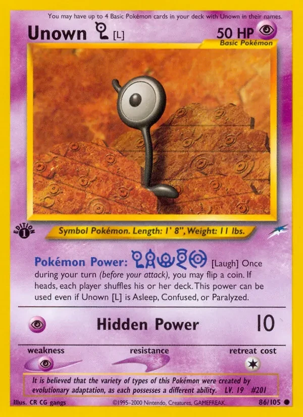 Unown [L] 86/105 Neo Destiny Pokémon Karte
