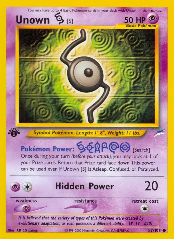 Unown [S] 87/105 Neo Destiny Pokémon card