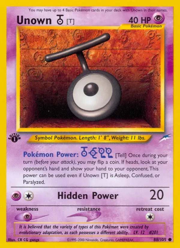 Unown [T] 88/105 Neo Destiny Pokémon Karte