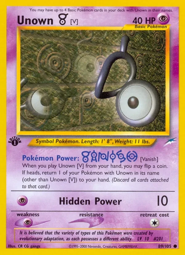Unown [V] 89/105 Neo Destiny Pokémon card