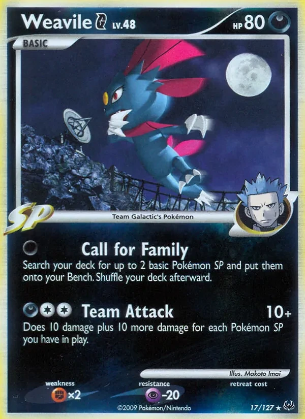 Weavile G 17/127 Platinum Pokémon card