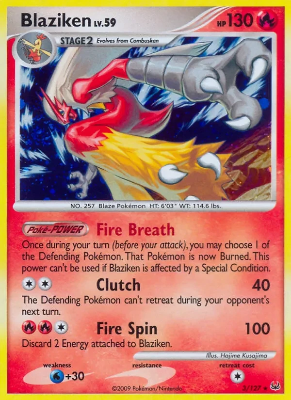 Blaziken 3/127 Platinum Pokémon card