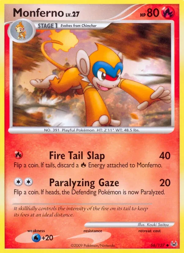 Monferno 56/127 Platinum Pokémon card