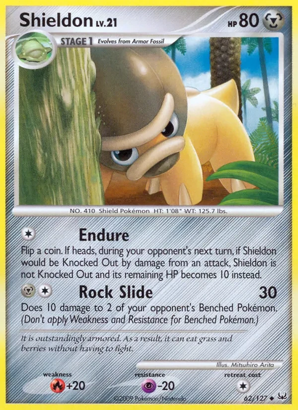 Shieldon 62/127 Platinum Pokémon card
