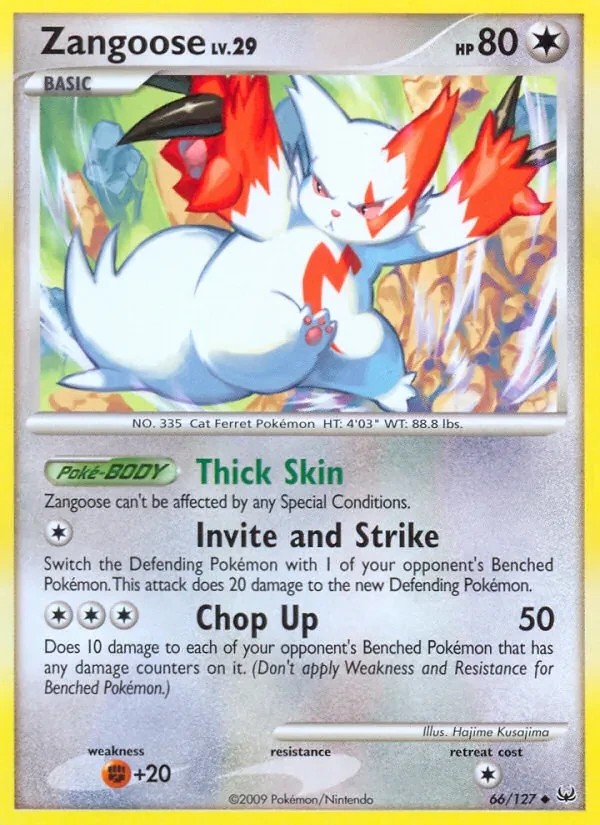 Zangoose 66/127 Platinum Pokémon card