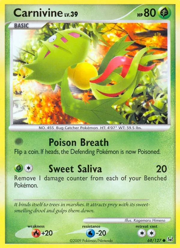 Carnivine 68/127 Platinum Pokémon card