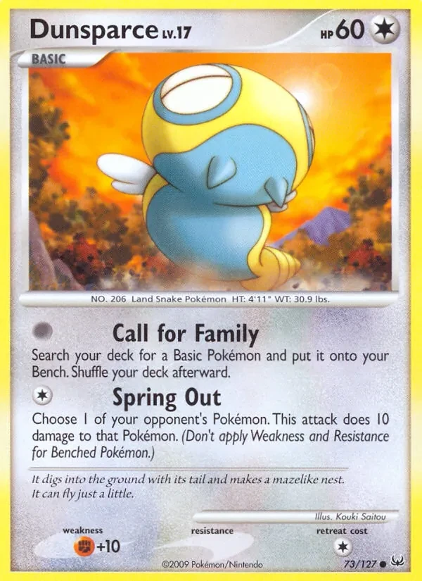 Dunsparce 73/127 Platinum Pokémon card