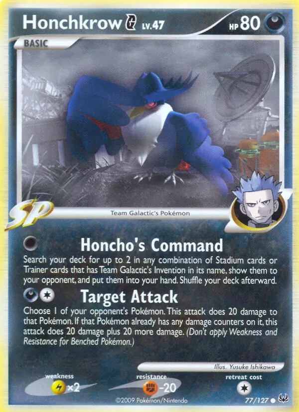 Honchkrow G 77/127 Platinum Pokémon card