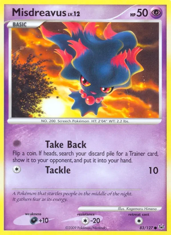Misdreavus 83/127 Platinum Pokémon card