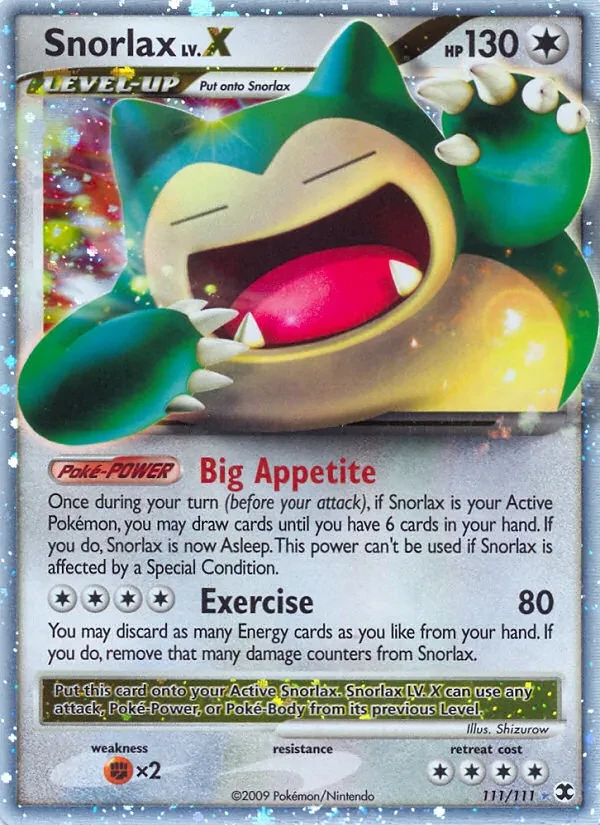 Snorlax LV.X 111/111 Rising Rivals Pokémon card