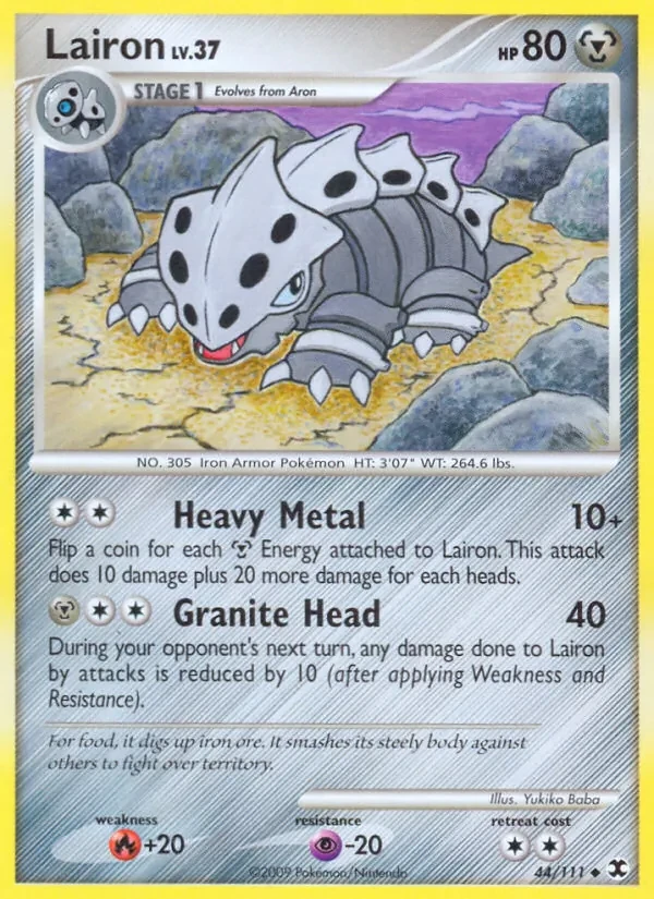 Lairon 44/111 Rising Rivals Pokémon card