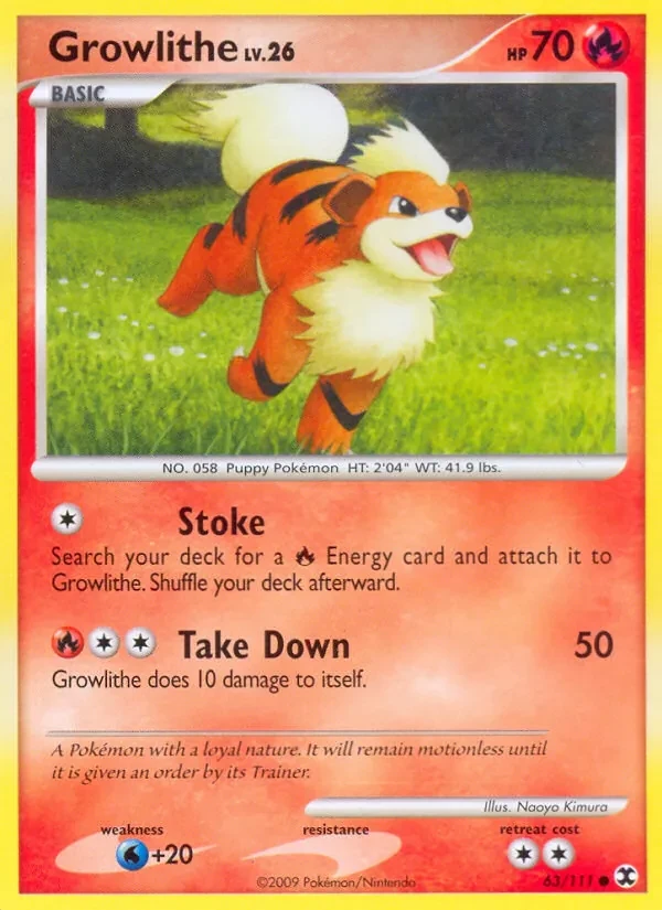 Growlithe 63/111 Rising Rivals Pokémon card