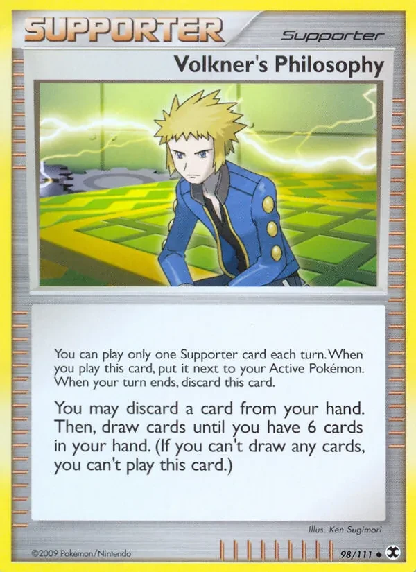 Volkner's Philosophy 98/111 Rising Rivals Pokémon card