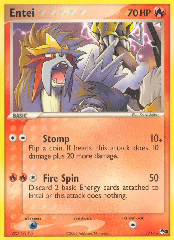 Entei 1/17 POP Series 2 Pokémon card