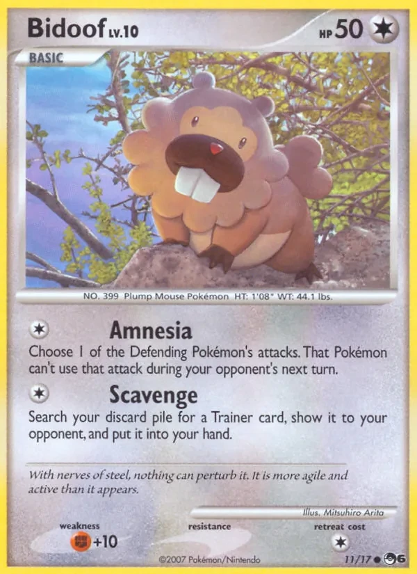 Bidoof 11/17 POP Series 6 Pokémon card