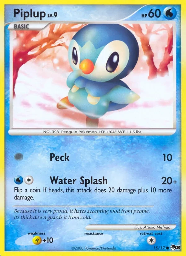 Piplup 15/17 POP Series 8 Pokémon card